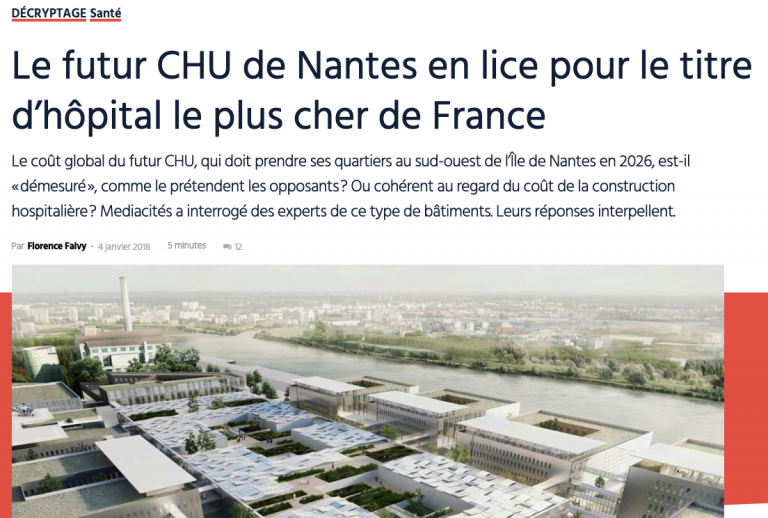Le futur CHU de Nantes en lice pour le titre d’hôpital le plus cher de France