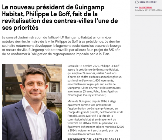 Le nouveau président de Guingamp Habitat, Philippe Le Goff, fait de la revitalisation des centres-villes l’une de ses priorités