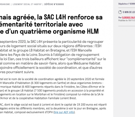 Désormais agréée, la SAC L4H renforce sa complémentarité territoriale avec l’arrivée d’un quatrième organisme HLM