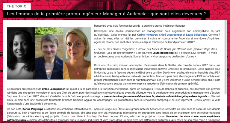Les femmes issues de la première promo ingénieur-manager à Audencia : que sont-elles devenues ?