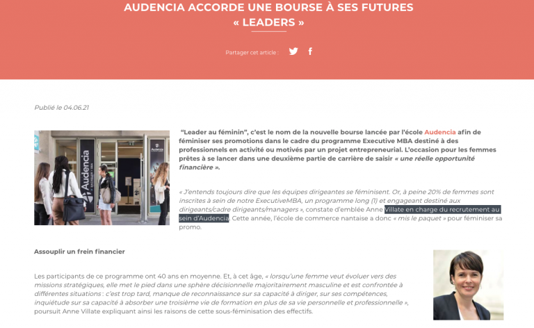 Audencia accorde une bourse à ses futures « Leaders »