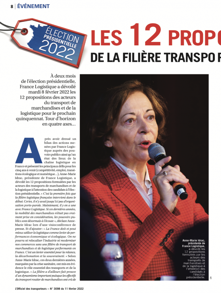 Les 12 propositions de la filière transports de marchandises et logistiques